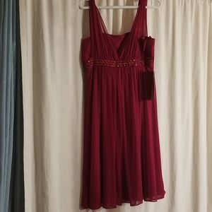 Jessica Howard Red Bejeweled Cocktail Dress